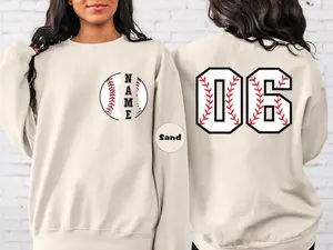 Custom Baseball Name Sweatshirt, Personalized Two-sided Baseball Number Sweatshirt, Baseball Team Clothing