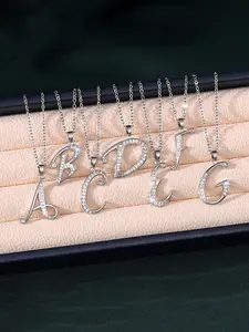 Women's Necklace with Zirconia Letter Pendant, 26 Alphabet Letters, Elegant Chain Design, Perfect Gift for Women & Girls