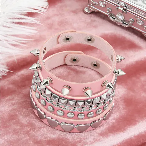 Punk Hip-Hop Style Rivet Bracelet Set for Women Men, Daily Festival Party Wear, Concert Carnival Accessory, Bold Studs, Stackable Bracelets, Stacking Bracelet, Stacked Bracelets, Fashion Cool Accessories, 3 Pieces