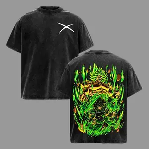 Broly The Legendary Vintage Washed T-Shirt, DBZ Double Printed Graphic Tee, Oversized Unisex Streetwear, Soft Cotton Top Outfit for Men, Casual Menswear Gift for Anime Fans, Gym Pump Cover