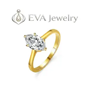 [EVA Jewelry] Marquise Cut 925 Sterling Silver Synthetic Moissanite Ring