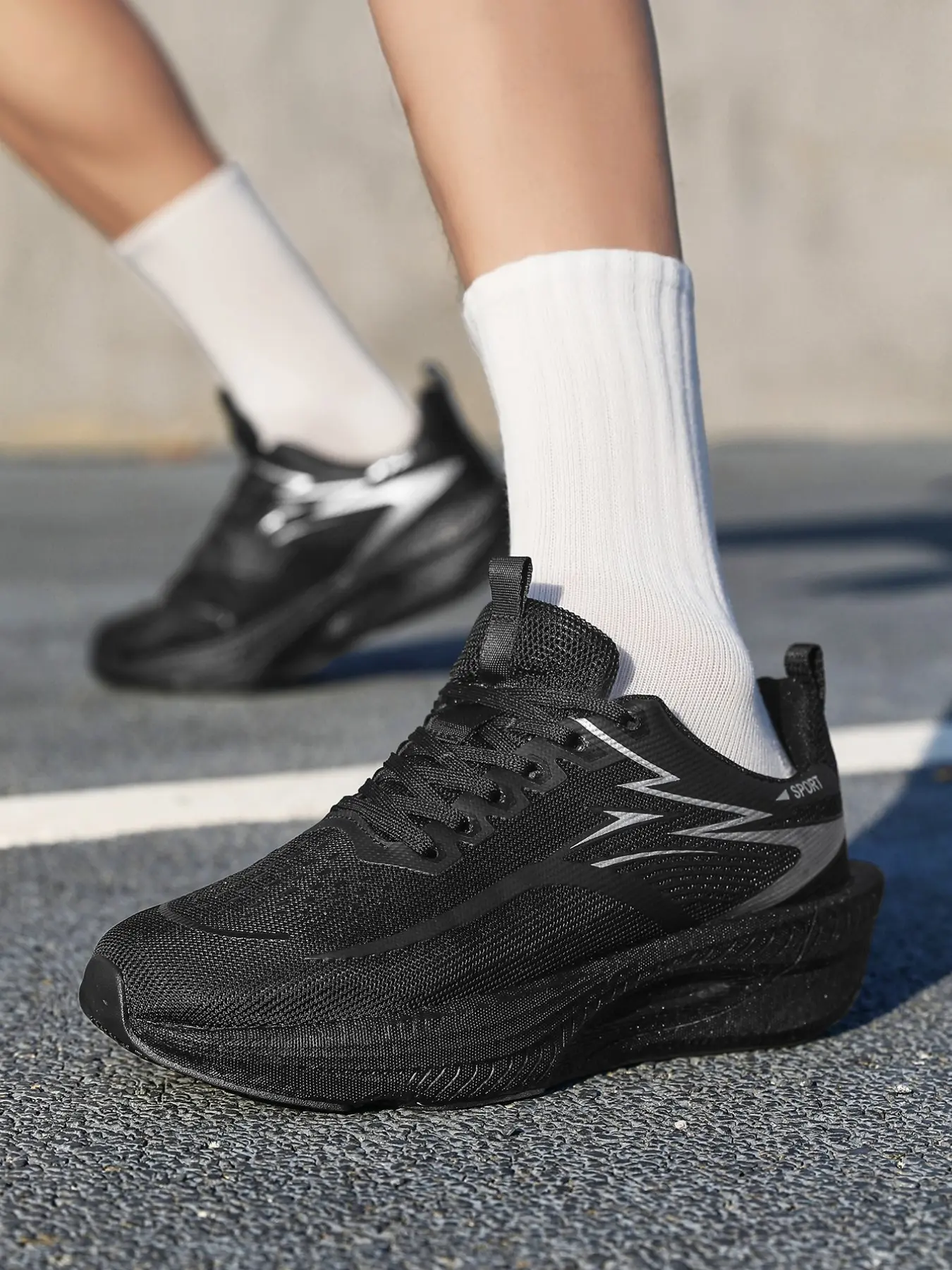 Women's Comfortable Training Lace-Up Fashion Walking Shoes, Lightweight Running Sports Shoes, Casual Patchwork Design, All Seasons