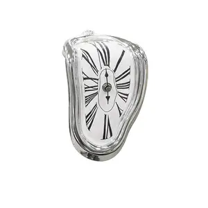 Creative Pedestal Twisted Clock Decorative Ornament Clock Melting Clock Table Corner Clock Roman Numerals Clock Right Angle Vintage Distorted Time Clock