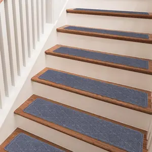 Stair Treads Non Slip for Wooden Steps Indoor, 15 Pack 9" X 28" Carpet Runners for  Stairs with Self-Adhesive Backing, Stickiness Stair Rugs for  Elders and Dogs,  Dark Grey