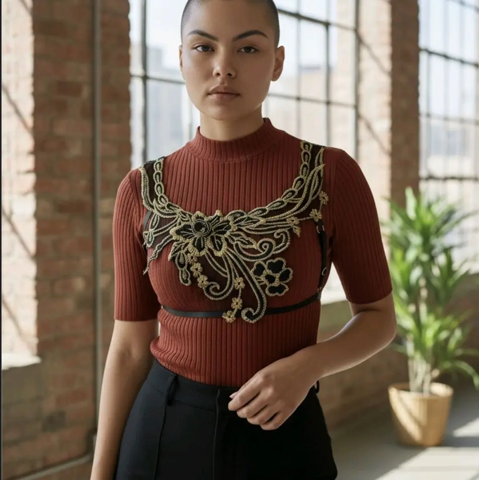 Floral Embroidery Lace Straps for Women's Fashionable Top