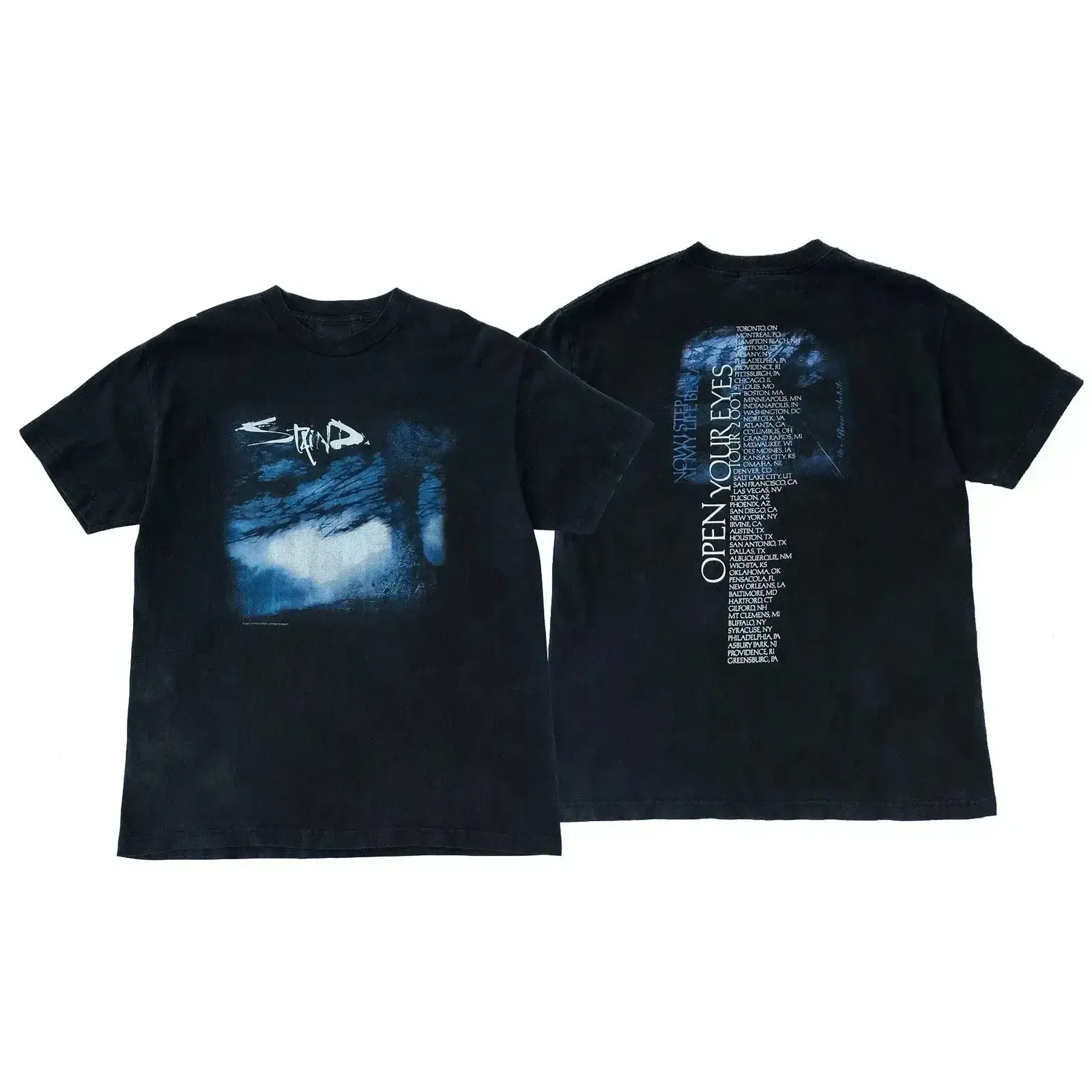 [SALE UP TO 30%] Staind Open Your Eyes Tour 2001 Y2K Reprint T-Shirt Shirt Made Using 100% US Cotton, Design & Printed In The USA Menswear