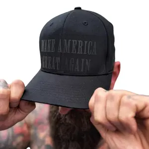 Thedriveclothing 'MAKE AMERICA GREAT' Black On Black Flexfit Cotton Hat – Black Flexfit Hat, Cotton Spandex Blend With Structured Build, Modern Minimal Streetwear Headwear, All Day Comfort Fit Snapback Cap