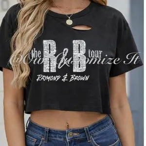 The R&B Tour Crop Top T-Shirt with Rhinestones and photos on back