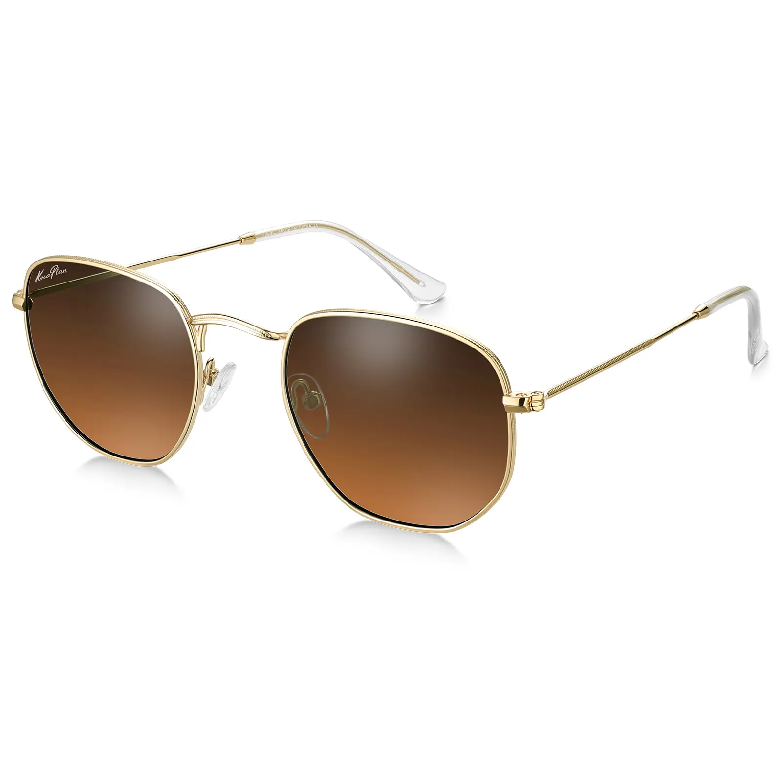 KESAPLAN Small Square GLASS LENS  Sunglasses for Women Men Real Glass Lens Hexagonal Frame UV Protection Gold Frame Brown Gradient Lenses sunglasses  women, Men's Sunglasses, Stylish Accessories, Statement Frame Glasses