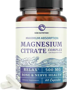 Magnesium Citrate Complex 500 MG for Constipation, Digestion, Calm & Relaxation Support | High Absorption Magnesium Supplement | Citrato de Magnesio | Non-GMO Soy-Free | 60 Mag Citrate Capsules