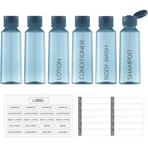 3.4 oz Travel Bottles for Toiletries, 6 count Plastic Containers for Shampoo TSA Approved (100ml, Blue)