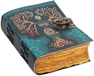 Blank Spell Book Of Shadows Journal With Lock Clasp Prop Vintage Handmade Leather Diary Embossed Prayer Pagan Antique Witchcraft Wiccan Notebook Daily 7x5 Inches