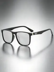 Minimalist Frame Silver Color Lenses Sunglasses, Square Large Frame, Lightweight Luxury Fashion Glasses, Suitable for Sun Protection