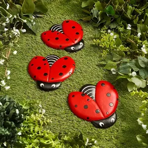 3pcs Lakeside Collection Ladybug Stepping Stones - Vibrant Red & Black Garden Decor, Durable Resin Heart-Shaped Pathway Stones for Outdoor Landscaping, Gift for Gardeners, Ladybug Outdoor Decor, Pathway Decoration, Faderesistant Color