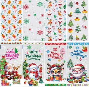100 count Christmas Cellophane  Bags with  Twist Ties  Holiday Candy Goody Bags with 8 Festive Designs 11 x 5 Inch Gifts Bag for Party Supplies (Christmas)