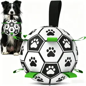 Soccer Madness Pet Dog Soccer Ball, Durable Herding Ball with 9 Grab Tabs, Interactive Football Toy for Outdoor Water Play, Bite Resistant Pet Game Day Toy, Sport Celebration Fan Gift, Funny Training Play Ball, Interactive Chew