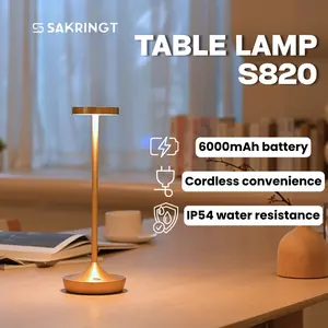 Rechargeable Cordless LED Table Lamp by SAKRINGT – 6000mAh Touch Light, Waterproof, 3 Color Modes, Stepless Dimming, Perfect for Dining, Patio, Bar, Home