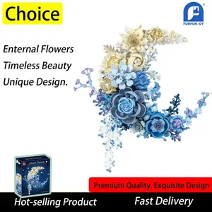 Promotional 935 Piece Moon Flower Building Blocks Set, Eternal Flower Model Compatible with Lego, Educational Toy, Romantic Gift for Kids and Adults