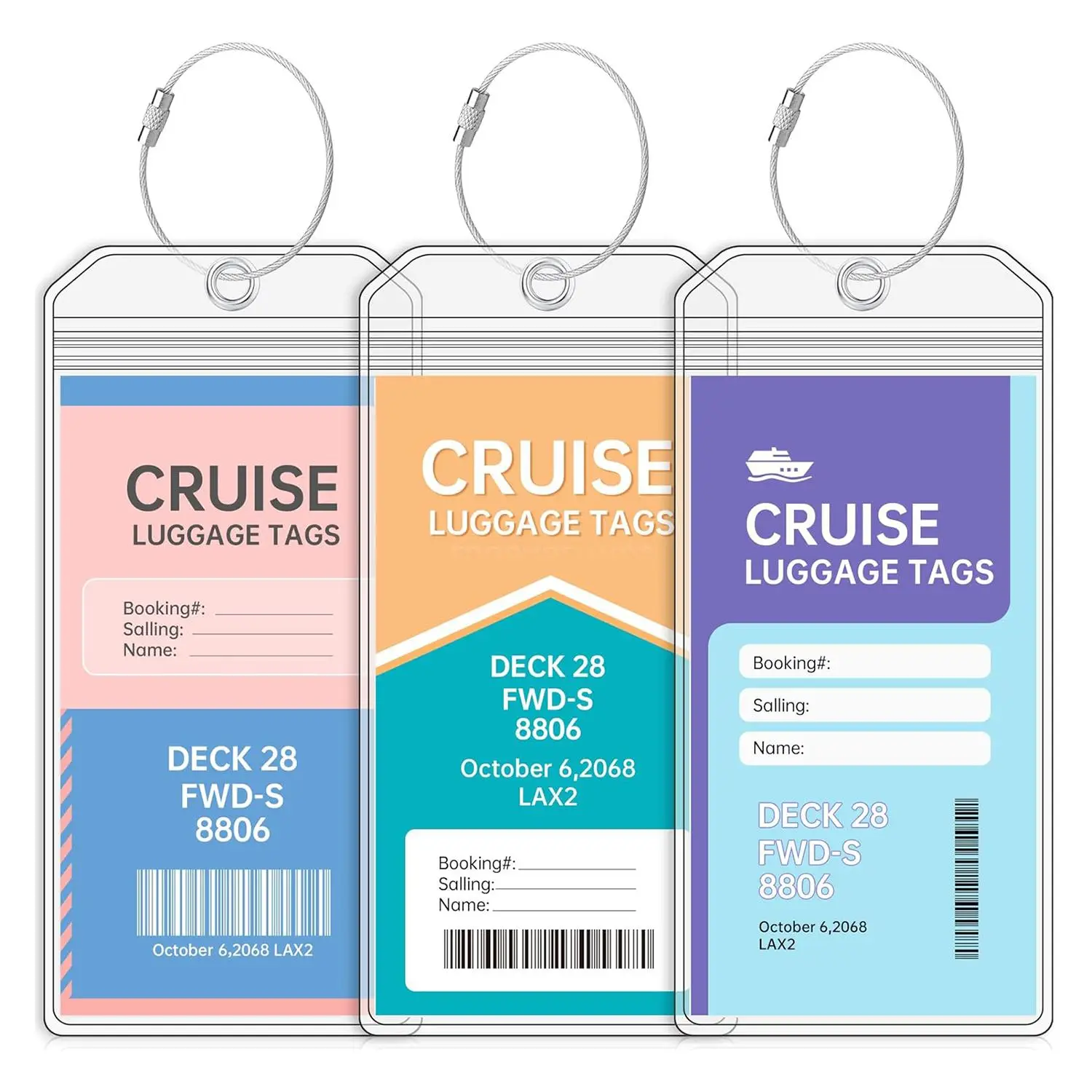 Essential Luggage Tags for Cruises, Transparent Luggage Tags, Cruise & Travel Identification Badges (Without Cards)