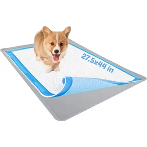 Dog Pee Pad Holder Tray Fits for 27.5” x 44” Wee Wee Pee Pads - Stable Grip, Raised Edges, Quick-Wipe Silicone Surface Dog Potty Tray Holder for Indoor Flooring Protection (Light Grey)