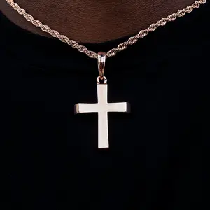 Simple Cross Pendant in Rose Gold, 18k Gold Plated, Life Guarantee, Perfect Gift (Chain Not Included)