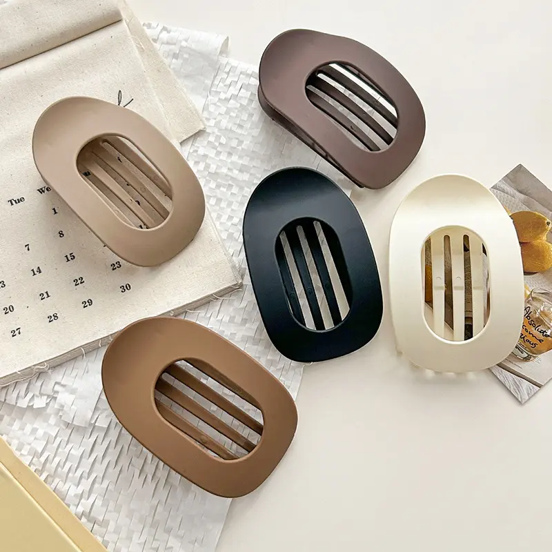 5pcs Solid Color Flat Hair Clips Set Minimalist Acrylic Barrettes for Women Strong Hold Claw Clips for Thick or Thin Hair Elegant No-Crease Daily Party Styling Accessories