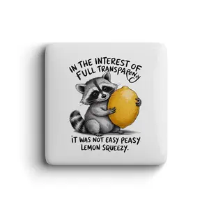 Funny Raccoon Lemon Quote Magnet, Easy Peasy Lemon Squeezy Humor Decor