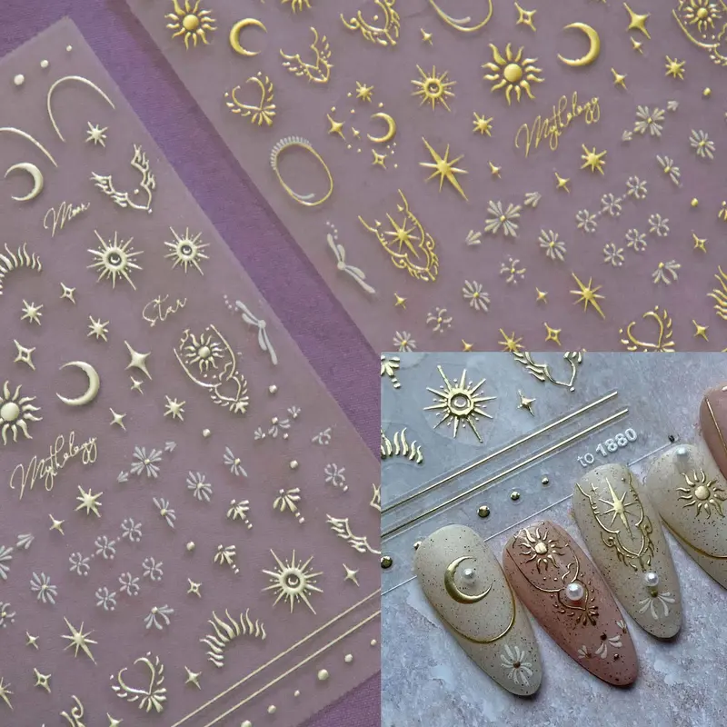 Gilding Crescent Moon Sun Star Nail sticker