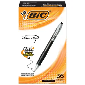 BIC Velocity Retractable Ballpoint Pens, Medium Point (1.0 mm), Black Ink Pens, 36-Count Pack