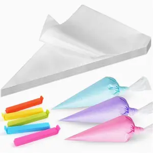 500pcs 10 Inch Thick Tip Piping Bags with 5 Sealing Clips - Non-Slip Disposable/Reusable Pastry Bags, Plastic Icing Tubes for Cake Decorating, Cookie, Cupcake (No Tip/Coupler Needed, Cut-to-Size Frosting Bags) charm