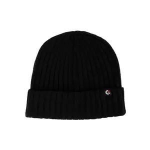 Black | Wool Fold Beanie
