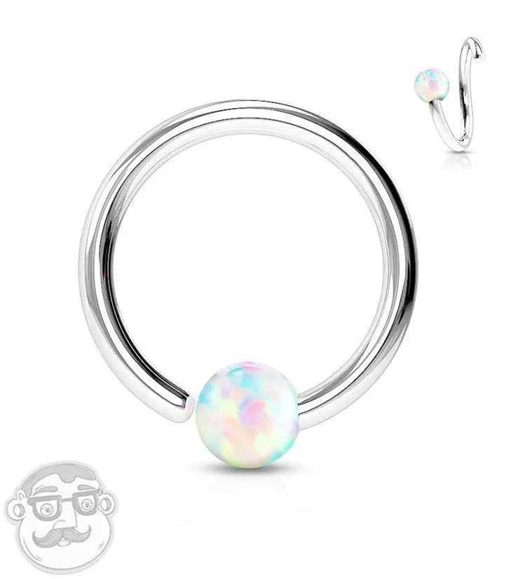 White Opalite Fixed Captive Ring White Opalite Fixed Captive Ring