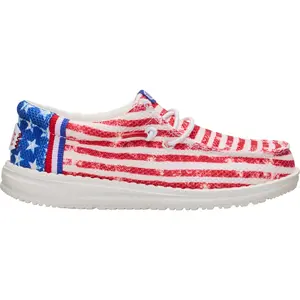 HEYDUDE Wally Youth Americana Mesh - Comfortable Slip on Shoes for Kids