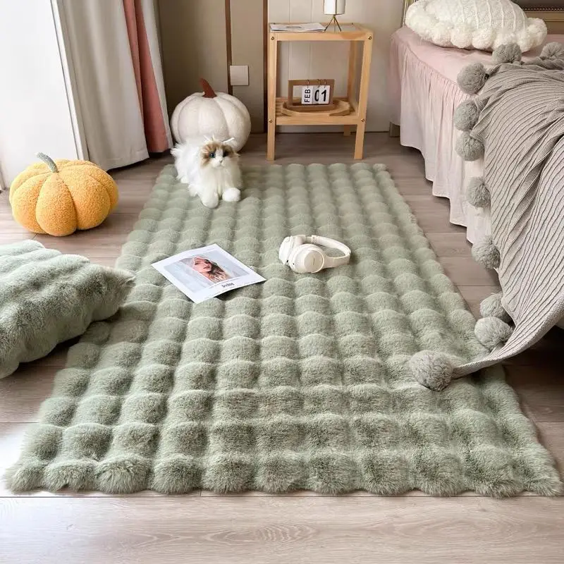 Solid Color Plush Rug, 1 Count Non-slip Soft Floor Mat, Decorative Carpet for Home Living Room Bedroom Hotel