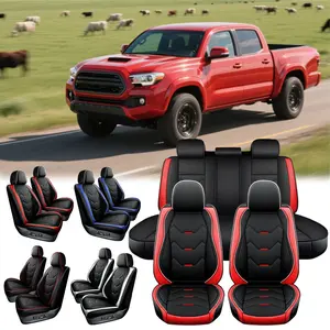 For TOYOTA Tacoma 2014 2015 2016 2017 2018 2019 2020 2023 5 Seater Car Seat Covers, Napa Leather Car Front Rear Seats Protector Waterproof, Breathable Car Seat Cushion Pad Mat, Car Pickup Truck Seat Cover Auto Interior Decoration Accessories