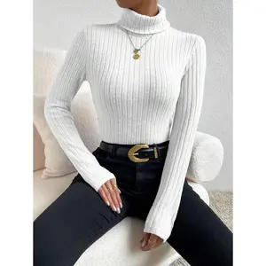 LongSleeveTurtleneckTexturedFabricWhiteT-Shirt