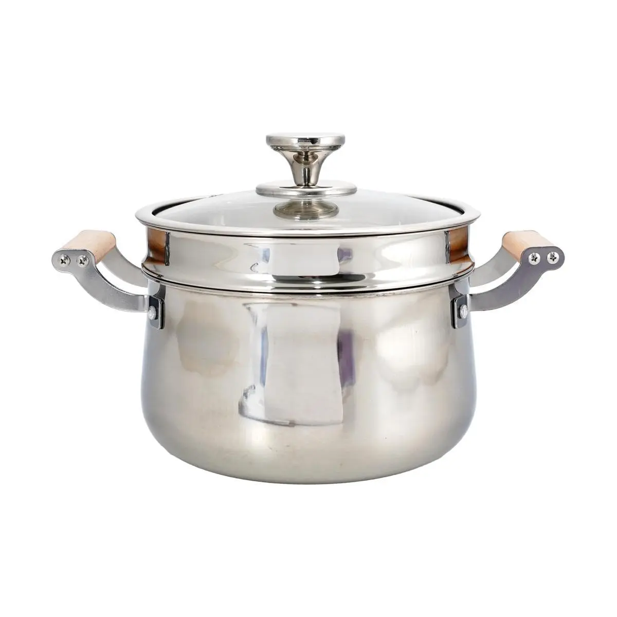 Yanosaku 22cm Multi-functional Steamer Pot with Steaming Rack, Stock Pot for Cooking, Wooden Handle Yanosaku 22cm Multi-functional Steamer Pot with Steaming Rack, Stock Pot for Cooking, Wooden Handle