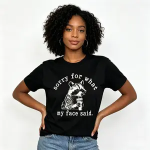 Comfort Colors 'Sorry For What My Face Said' T-Shirt, Sarcastic Raccoon Tee, Funny Animal Graphic T-shirt, Trending Sarcasm Quote Tee, Raccoon Humor T-Shirt