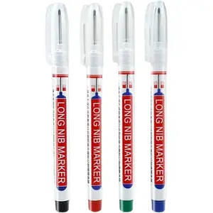 4 pcs Deep Hole Marker Pens, Multi Purpose Deep Drill Long Nib Carpenter Pen, Waterproof, Quick Drying, for Bathroom Woodworking Hardware Decoration
