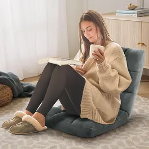 Adjustable Floor Lounger with Cushioned Padding, Comfortable Gaming & Reading Chair with Back Support – Dark Gray