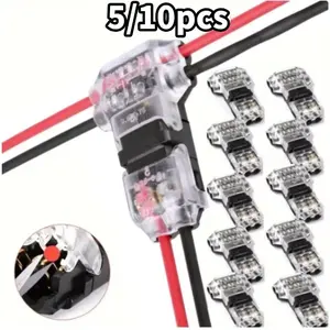 5/10PCS Wire Cable Snap In T2 Connector No-solder No-peel Quick Terminal Connections Joiners Auto Plug Electrical Accessories