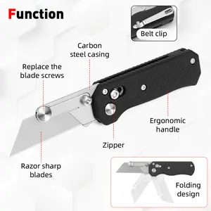 Edc Utility Knife  Carbon Steel Blade Replaceable Blade Suitable For Daily Packaging Disassembly Comes With A Pocket Clip For Easy Carrying And Portability  A Great Companion For Daily Use