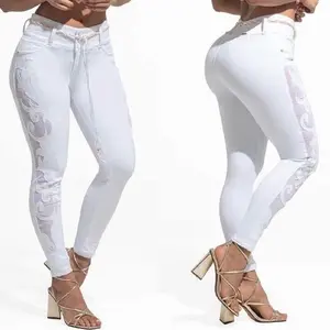 W90-702 Buttlifting Colombian Jeans Color White Skinny