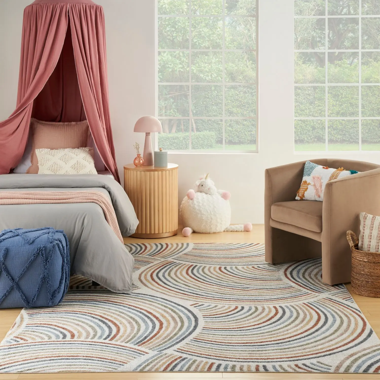 Nourison Astra Low Pile Machine Washable Contemporary Abstract Multicolor Kids Area Rug for Indoor Home Decor, Home Decorative Rug, Contemporary Rugs