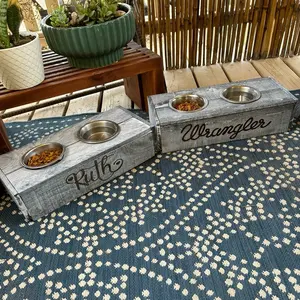 Custom Laser Engraved Hand Made Dog Bowl Holders