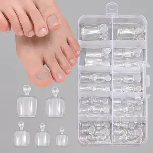 120pcs DIY Transparent Short Square Toe Nail Tips Set, Nail Art