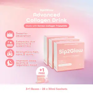【Sip2Glow | BUY 3 GET 1 】Advanced Collagen Drink with Korean Collagen Tripeptide, GABA & Vitamin C | Passion Fruit | Health & Beauty | Anti-Aging | Ready-To-Sip Supplement for Skin, Hair, Nails & Joint Health