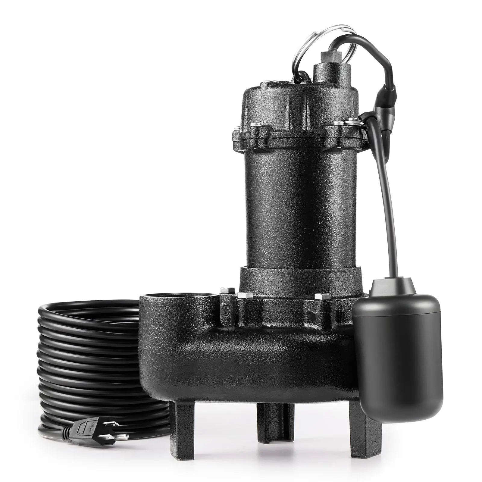 【Summerfinds】VEVOR Submersible Sewage Pump1 HP5200 GPH Cast Iron Sewage/Effluent Pump with Automatic Tethered Float Switch2-Inch NPT Discharge120V25 ft Max Liftfor BasementSeptic TankResidential, Basement, 19.7 Ft, Copper, 19.7 Ft Power Cord