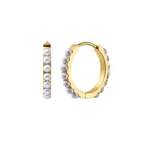 Isla Pearl Titanium Hoops