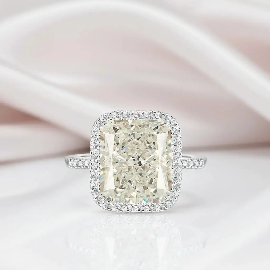 Gorgeous Radiant Cut Halo Sapphire Engagement Ring
